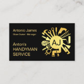 Carte De Visite Initiales de nom Monogramme Outils de bricoleur (Devant)