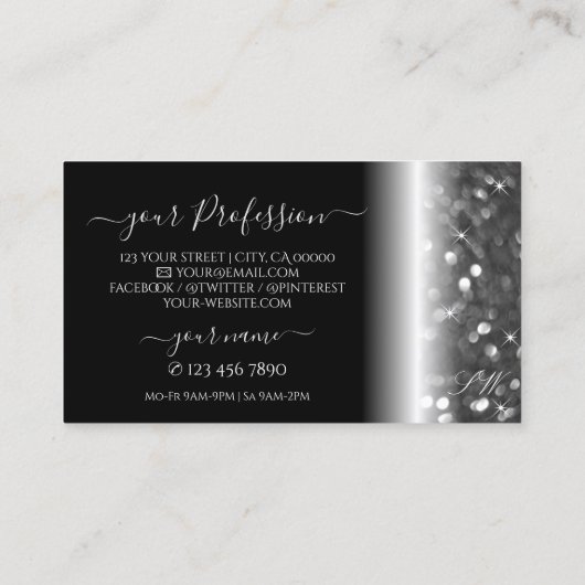 Carte De Visite Initiales de Parties scintillant brillante en arge (Dos)