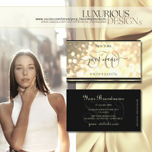 Carte De Visite Initiales de Parties scintillant or de luxe Black 