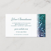 Carte De Visite Initiales de Parties scintillant Turquoise violet (Dos)