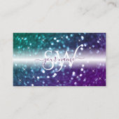 Carte De Visite Initiales de Parties scintillant Turquoise violet (Devant)