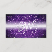 Carte De Visite Initiales de Parties scintillant violet blanc élég (Devant)