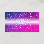 Carte De Visite Initiales de Parties scintillant violet rose noir  (Devant)