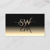 Carte De Visite Initiales de police noir beige dégradé (Devant)