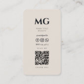 Carte De Visite Initiales de sable professionnelles simples modern (Dos)