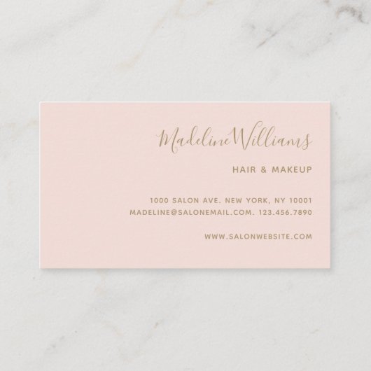 Carte De Visite Initiales de script Chic Blush Pink Gold (Dos)