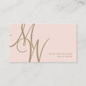 Carte De Visite Initiales de script Chic Blush Pink Gold (Devant)