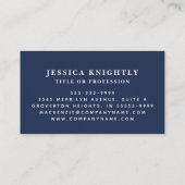 Carte De Visite Initiales de script de monogramme bleu élégant (Dos)