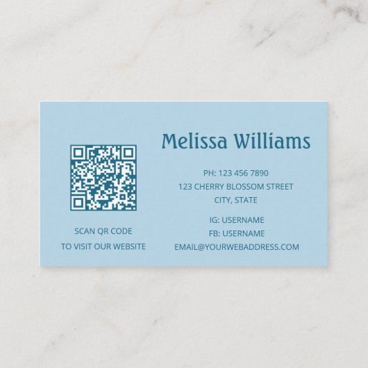 Carte De Visite Initiales des vagues océaniques du code QR (Dos)