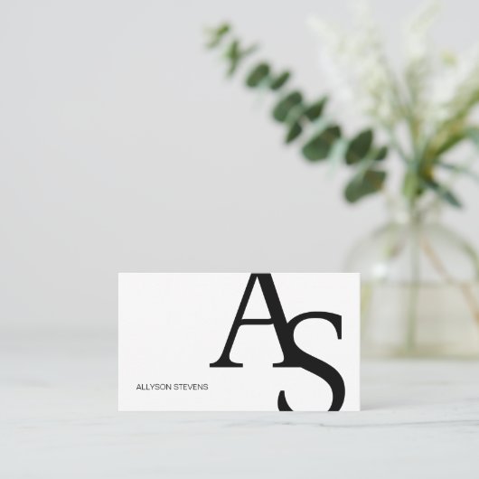 Carte De Visite Initiales du logo Code qr maquillage noir blanc (Debout devant)