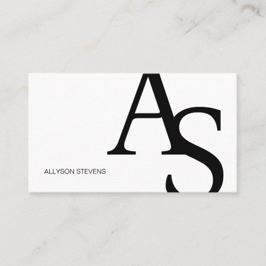 Carte De Visite Initiales du logo Code qr maquillage noir blanc (Devant)