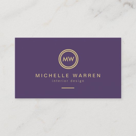 Carte De Visite Initiales du monogramme circulaire moderne sur le  (Devant)