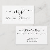 Carte De Visite Initiales élégantes (Devant / Derrière)