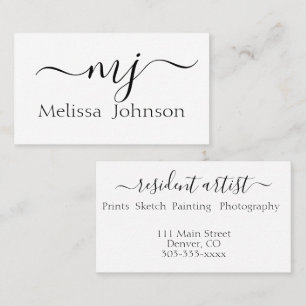 Carte De Visite Initiales élégantes