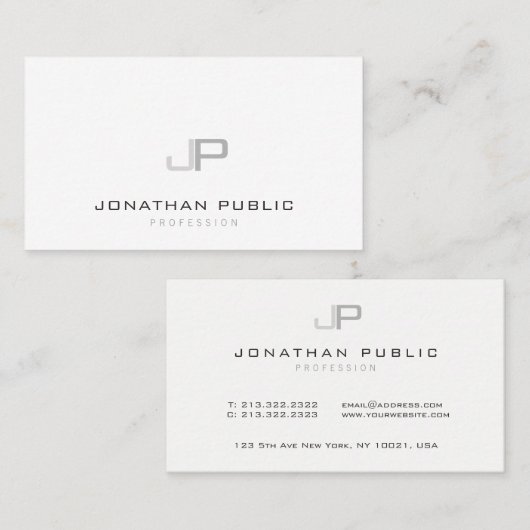 Carte De Visite Initiales élégantes simples modernes de modèle de (Devant / Derrière)