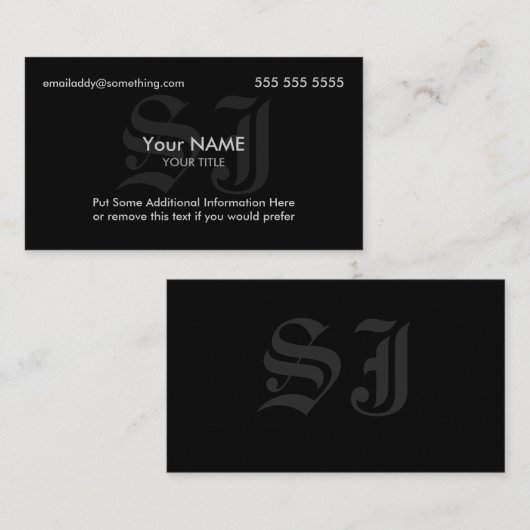 Carte De Visite Initiales en noir (Devant / Derrière)