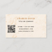 Carte De Visite Initiales en or marbré monogramme code Qr logo (Dos)