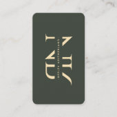 Carte De Visite Initiales en or vert foncé Monogramme moderne (Devant)