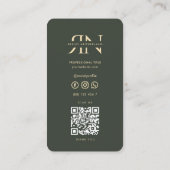 Carte De Visite Initiales en or vert foncé Monogramme moderne (Dos)
