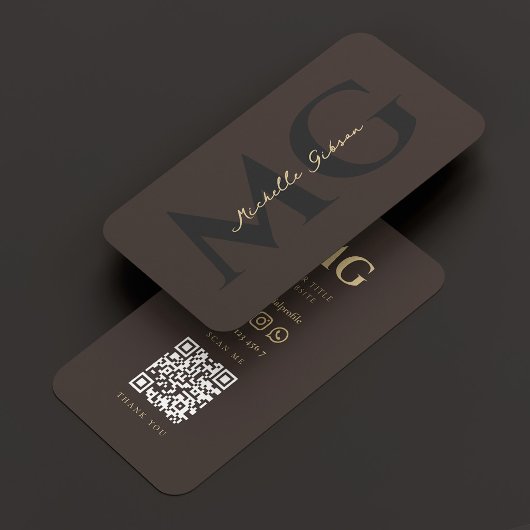 Carte De Visite Initiales Espresso Élégantes de Luxe Professionnel