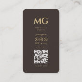 Carte De Visite Initiales Espresso Élégantes de Luxe Professionnel (Dos)