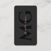 Carte De Visite Initiales Esthétique Professionnelle Rose Noir Pho (Devant)
