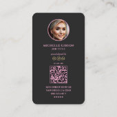 Carte De Visite Initiales Esthétique Professionnelle Rose Noir Pho (Dos)
