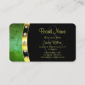 Carte De Visite Initiales et diamants en marbre vert foncé et or n (Dos)
