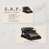 Carte De Visite Initiales et machine à écrire (Devant / Derrière)