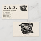 Carte De Visite Initiales et machine à écrire (Devant / Derrière)