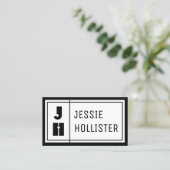 Carte De Visite Initiales et nom géométriques amusants avec bordur (Debout devant)