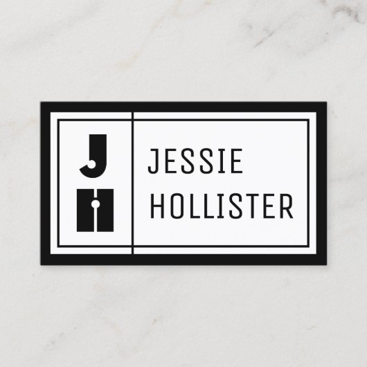 Carte De Visite Initiales et nom géométriques amusants avec bordur (Devant)