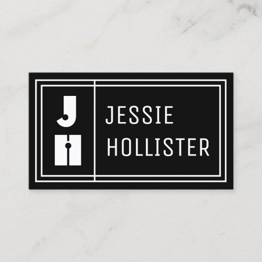 Carte De Visite Initiales et nom modernes géométriques amusants |  (Devant)