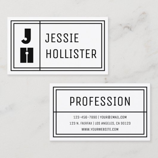 Carte De Visite Initiales et nom modernes géométriques amusants (Devant / Derrière)