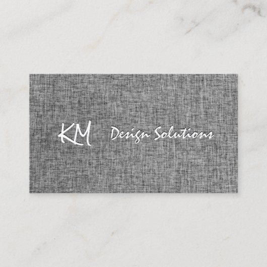 Carte De Visite Initiales | Fabric Grey Texture Arrière - plan (Devant)