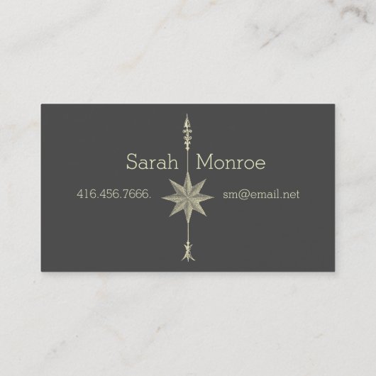 Carte De Visite Initiales Flèche Rose Compass (Dos)