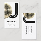 Carte De Visite Initiales Gold disco ball deejay (Devant / Derrière)