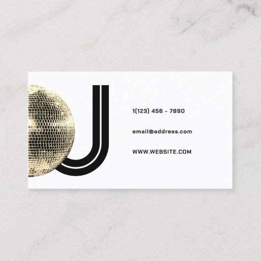 Carte De Visite Initiales Gold disco ball deejay (Dos)