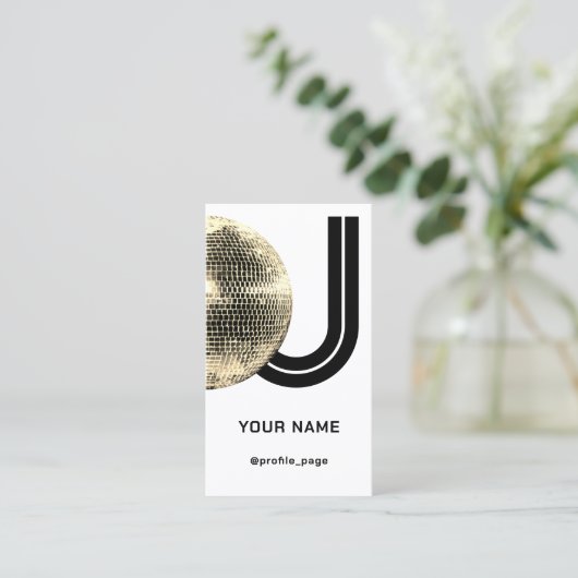 Carte De Visite Initiales Gold disco ball deejay (Debout devant)