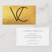 Carte De Visite Initiales Gold Modern (Devant / Derrière)