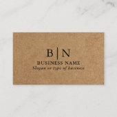 Carte De Visite Initiales Kraft Faux Rustiques Professionnelles &  (Devant)