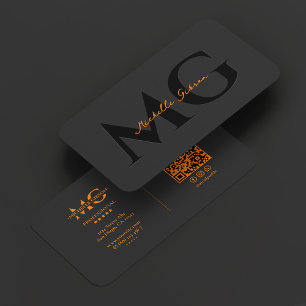 Carte De Visite Initiales minimales orange noir professionnelles
