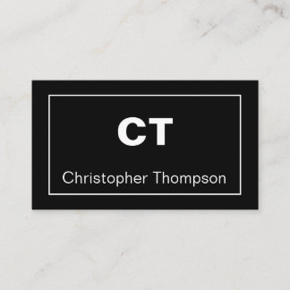 Carte De Visite Initiales minimalistes simples noir et blanc class