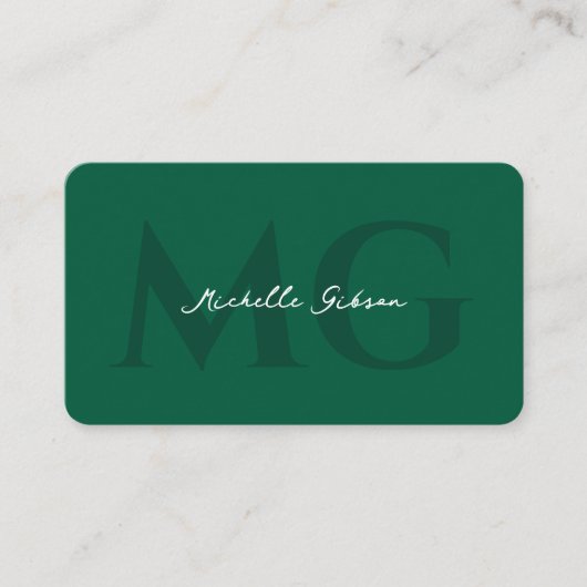 Carte De Visite Initiales minimaux Professionnels Chasseur Vert (Devant)
