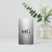 Carte De Visite Initiales minimes en argent professionnel (Debout devant)