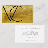 Carte De Visite Initiales modernes Gold Foil Simple (Devant / Derrière)