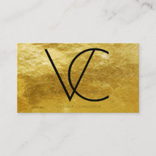 Carte De Visite Initiales modernes Gold Metallic Foil