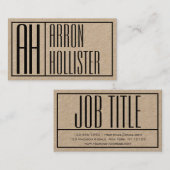 Carte De Visite Initiales Modernes & Logo de Nom (Devant / Derrière)
