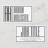 Carte De Visite Initiales Modernes & Logo de Nom (Devant / Derrière)