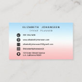 Carte De Visite Initiales modernes Monogramme Bleu rose Blanc Dégr (Dos)